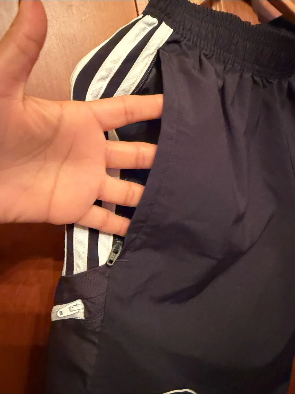 adidas Black Athletic Shorts with White Stripes